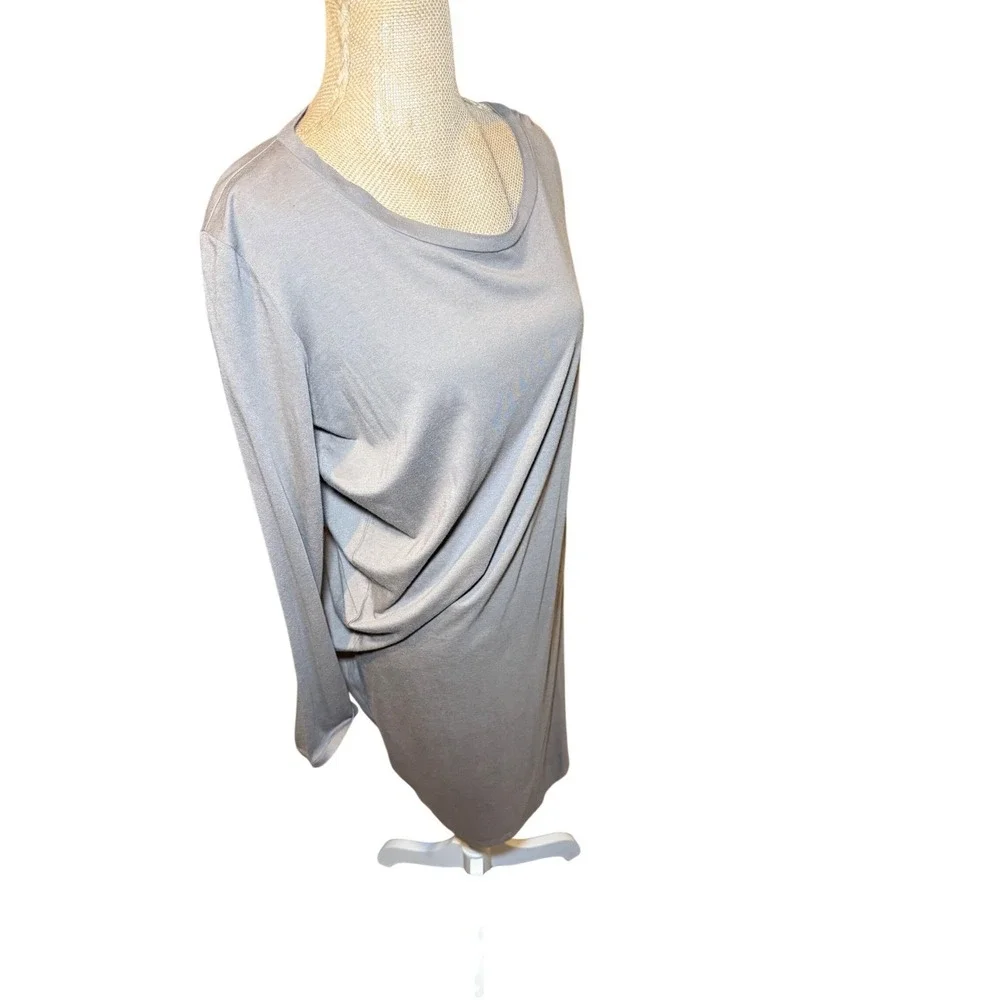 Brochu Walker Long Sleeve Draped Cotton Modal Jersey Midi Dress Light‎ Brown M